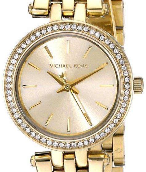 michael kors swarovski crystal gold chain link watch|Gold.